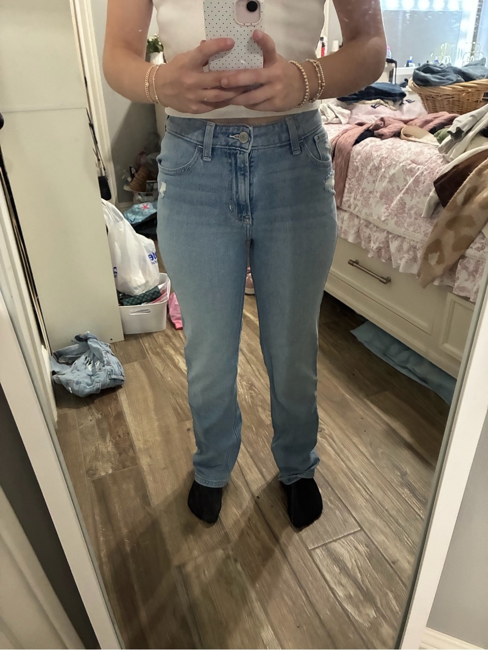 Hollister Light Blue High-Rise Straight Leg Jeans